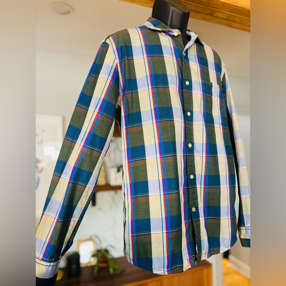 Tommy Hilfiger Men’s Plaid Button-Up Shirt – Custom Fit – Size L